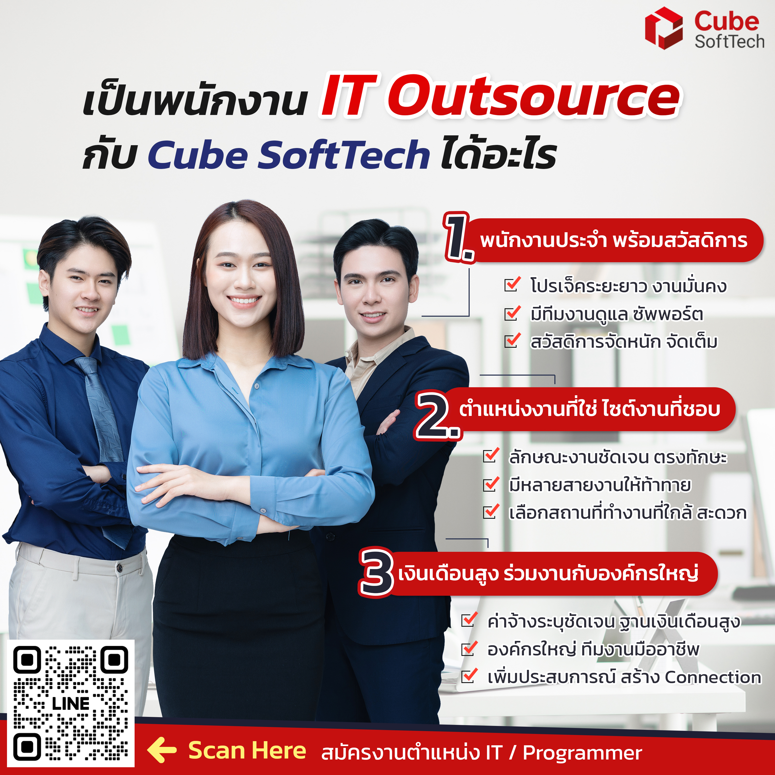เป็นพนักงาน IT Outsource กับ Cube SoftTech ได้อะไร